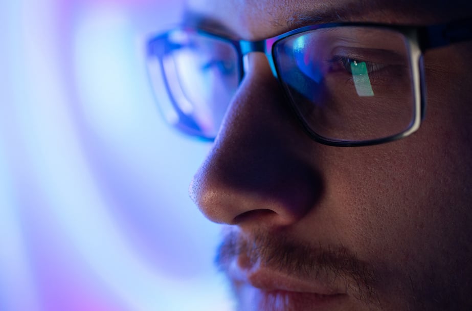 Man looking at a computer screen