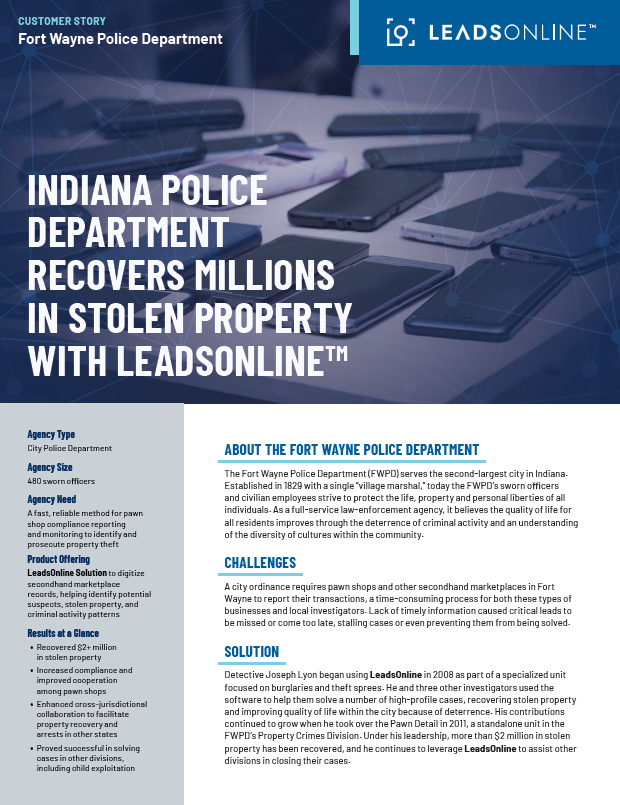 LeadsOnline Testimonial: Fort Wayne PD